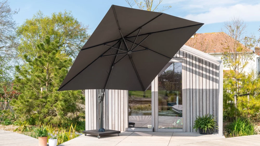 Alexander Rose Square Charcoal Cantilever Parasol Luxury Garden Umbrella Sunshade