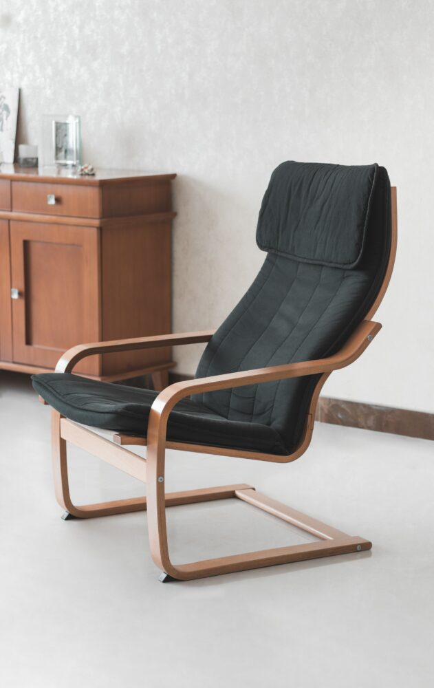 Tasteful photo of Scandinavian Inspired bent ply chair from IKEA