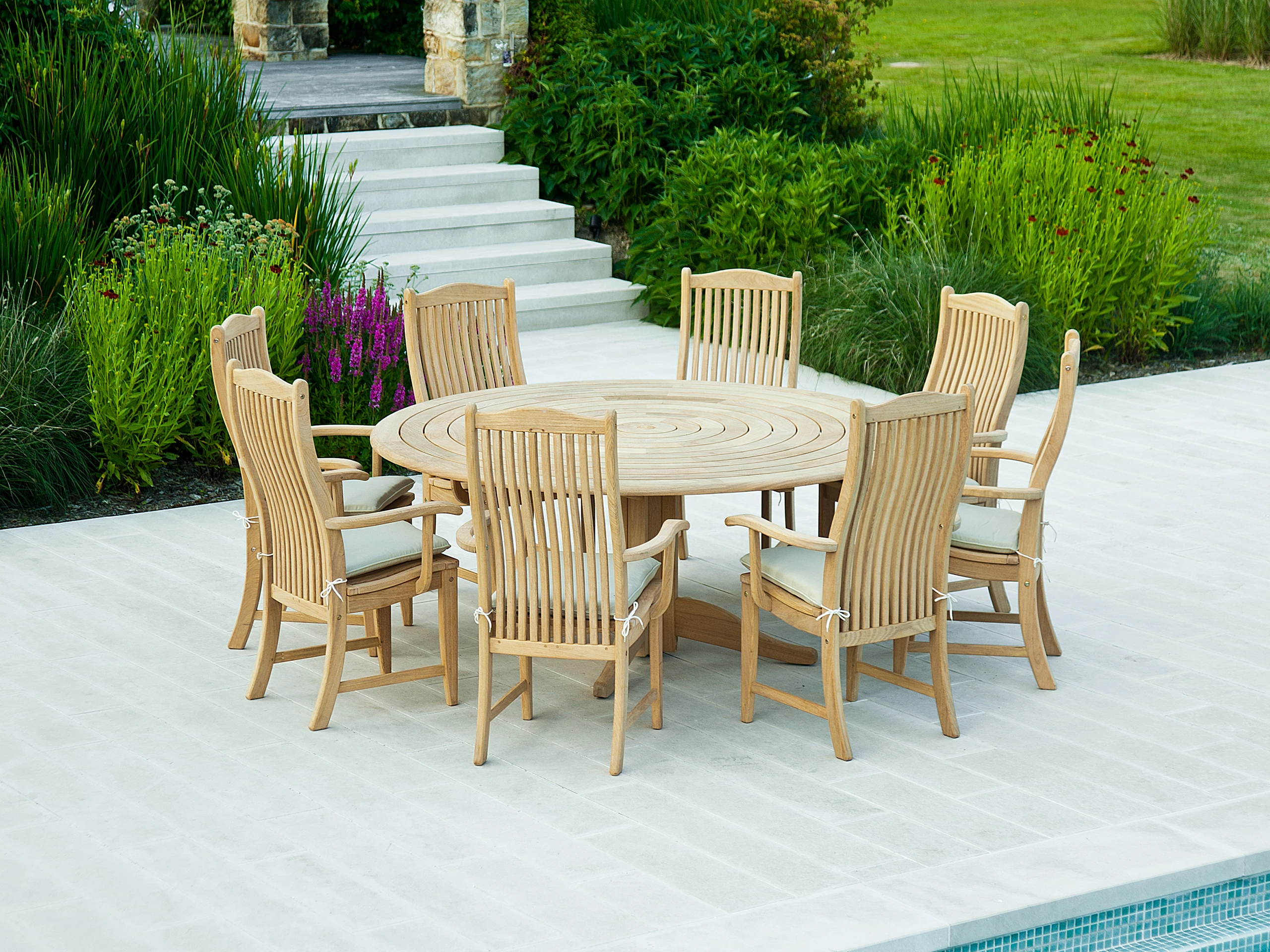 Roble Bengal Pedestal Table 1.75m with Lazy Susan Alexander Rose