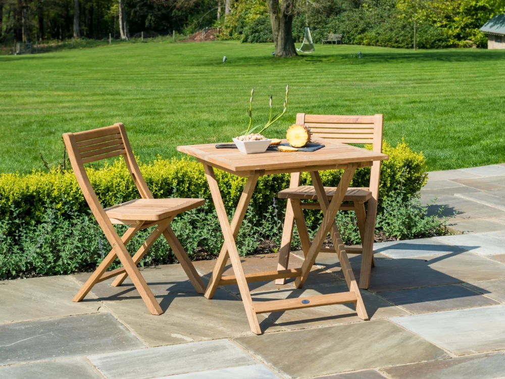 Alexander Rose Bengal Roble Tee for Two Set Bengal Roble Folding Chair Bengal Roble Folding Table Luxury Hardwood Garden Furniture