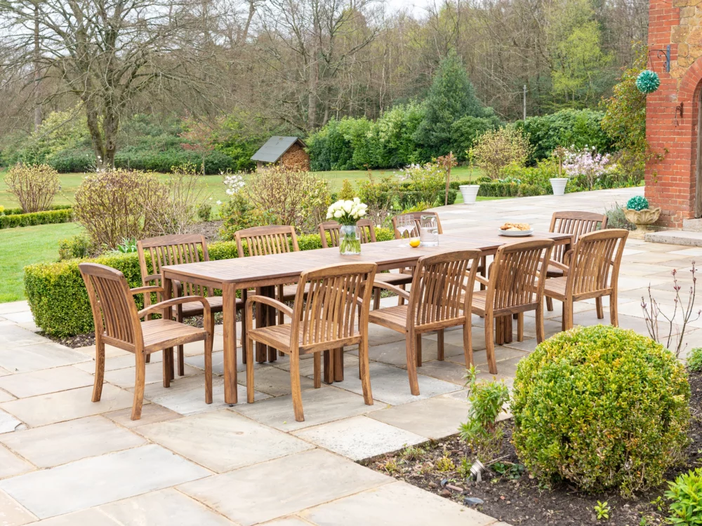 Alexander Rose Dark Acacia Bolney 10 seater dining set Luxury Hardwood Garden Furniture