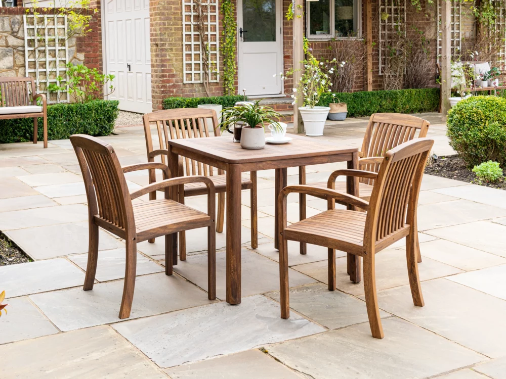 Alexander Rose Dark Acacia Bolney 4 seater square dining set Alexander Rose Dark Acacia Bolney Lounge Set Luxury Hardwood Garden Furniture