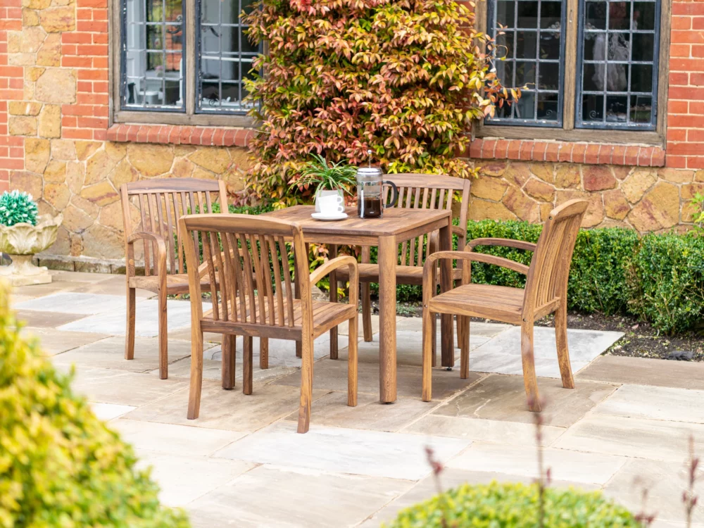 Alexander Rose Dark Acacia Bolney 4 seater square dining set Alexander Rose Dark Acacia Bolney Lounge Set Luxury Hardwood Garden Furniture