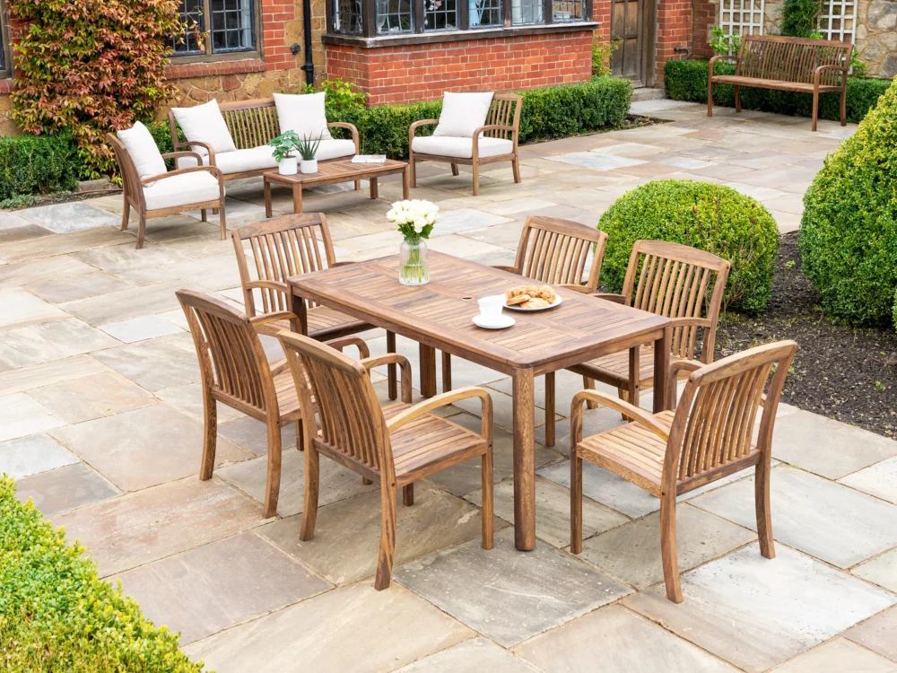 Alexander Rose Dark Acacia Bolney 6 seater dining set Alexander Rose Dark Acacia Bolney Lounge Set Luxury Hardwood Garden Furniture