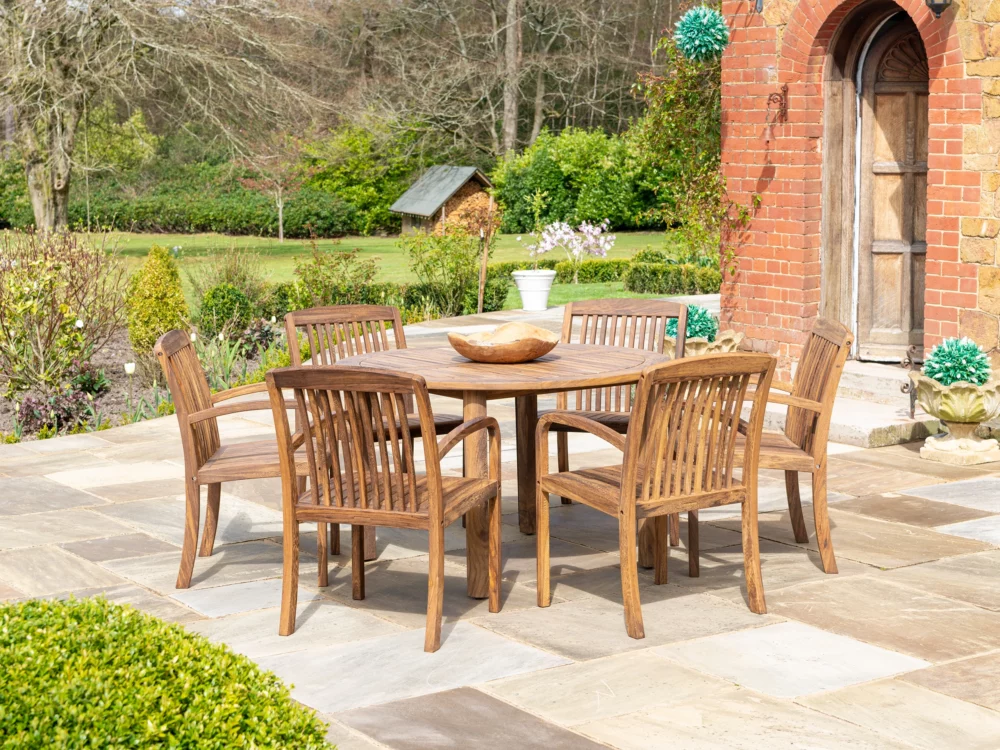 Alexander Rose Dark Acacia Bolney 6 seater dining set Luxury Hardwood Garden Furniture