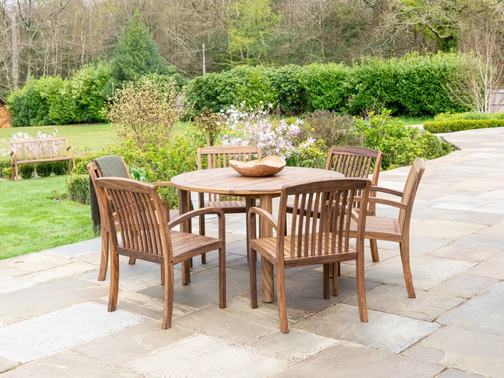 Alexander Rose Dark Acacia Bolney 6 seater dining set Luxury Hardwood Garden Furniture