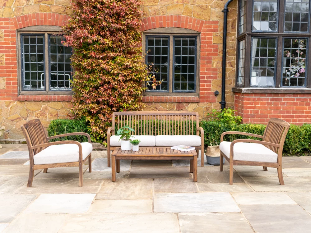 Alexander Rose Dark Acacia Bolney Lounge Set Lounge Contains 1 Sofa, 2 Armchairs and 1 Coffee table Luxury Hardwood Garden Furniture