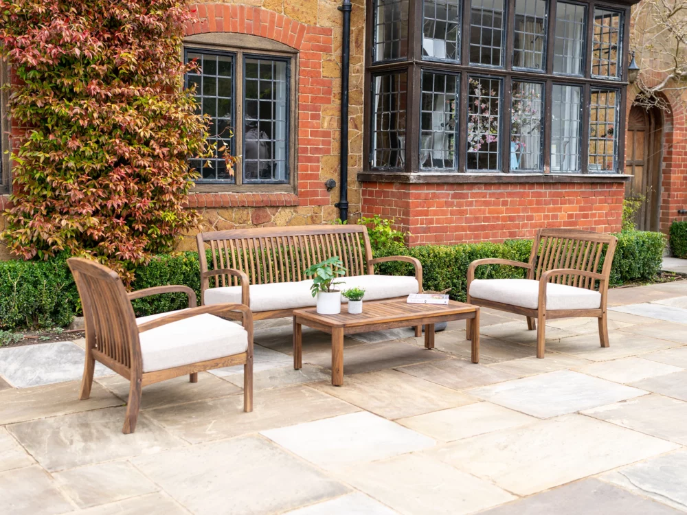 Alexander Rose Dark Acacia Bolney Lounge Set Lounge Contains 1 Sofa, 2 Armchairs and 1 Coffee table Luxury Hardwood Garden Furniture