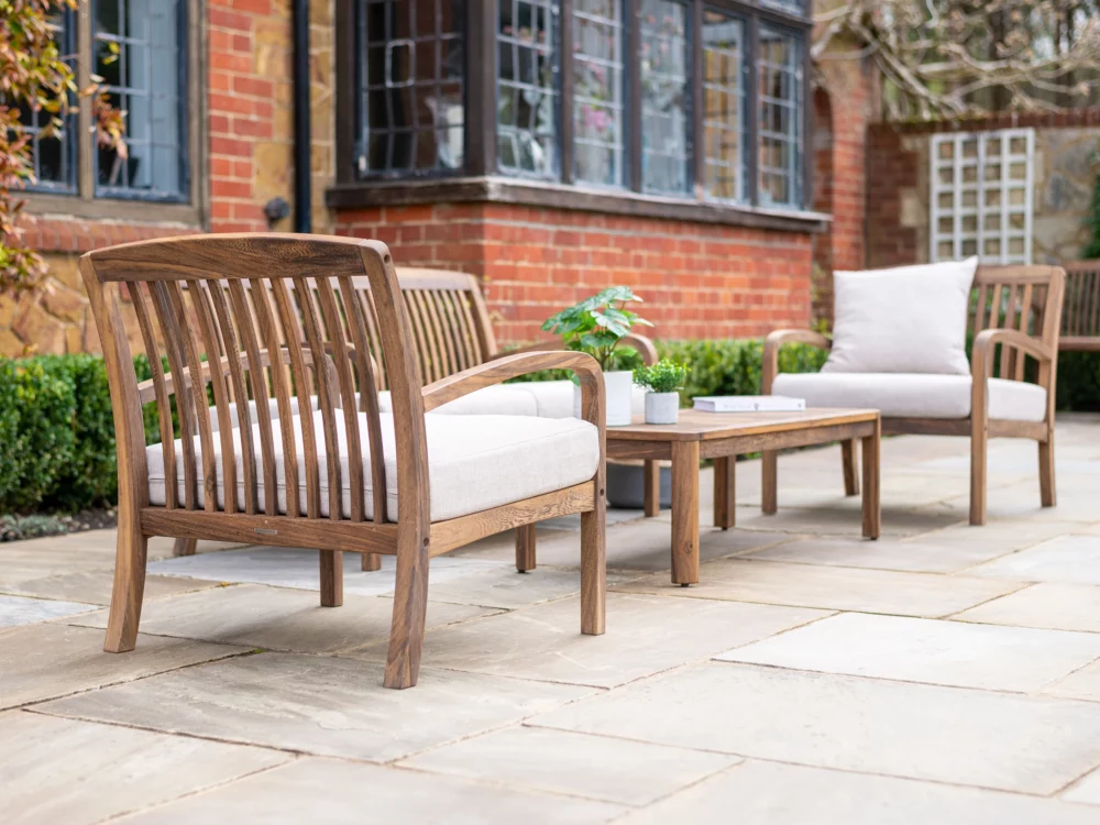 Alexander Rose Dark Acacia Bolney Lounge Set Lounge Contains 1 Sofa, 2 Armchairs and 1 Coffee table Luxury Hardwood Garden Furniture