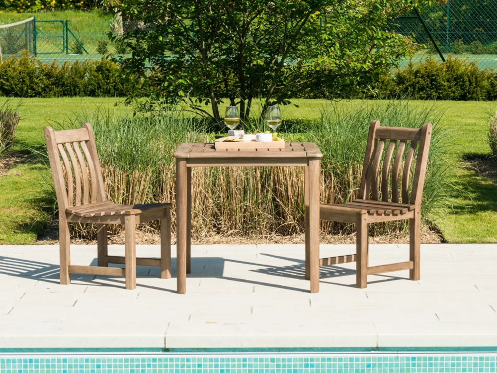 Alexander Rose Broadfield Chestnut Acacia Dining Set Square Table and Side Chairs High Quality Hardwood Garden Furniture