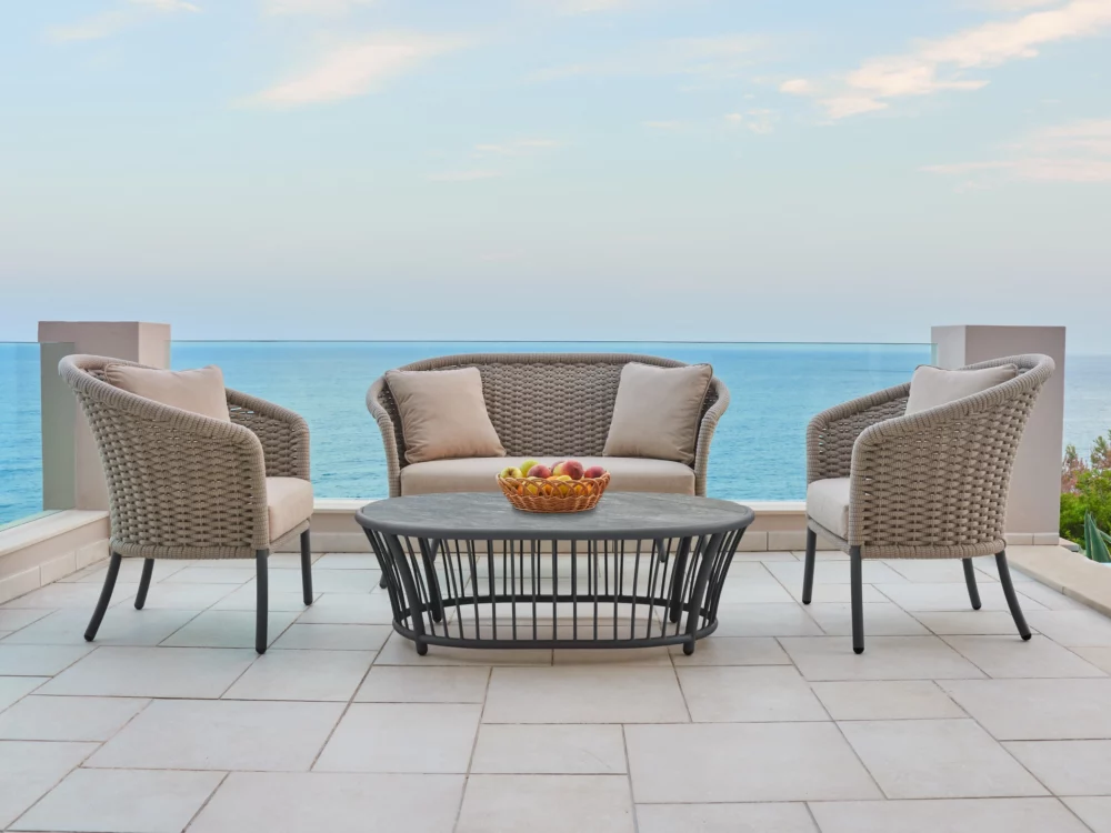 Cordial Beige Two Seater Garden Set in Rattan