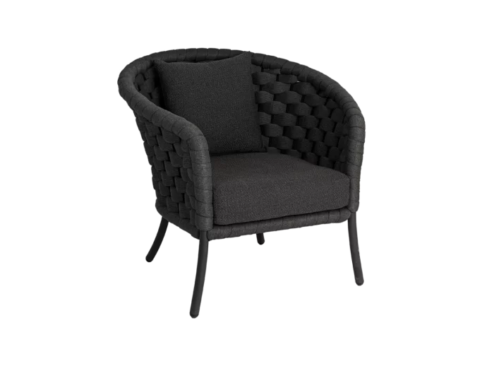 Alexander Rose Cordial Luxe Lounge Armchair Dark Grey with Storm Cushion