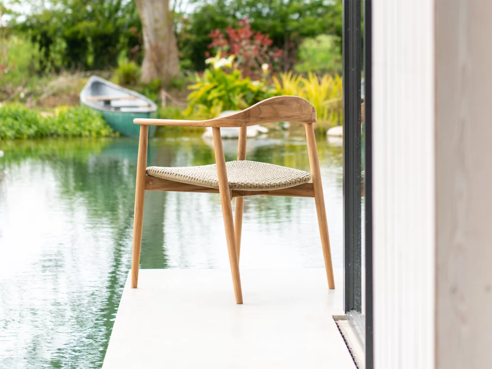 Alexander Rose Dana Armchair Teak Dining Armchairs Mid Century Danish Inspired Outdoor Armchair Lakeside furniture photo