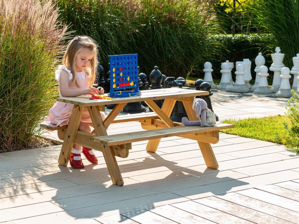 Alexander Rose Malu Pine Children's Picnic Table 2ft Child Playing games on the Bench High Quality Pine Garden Furniture