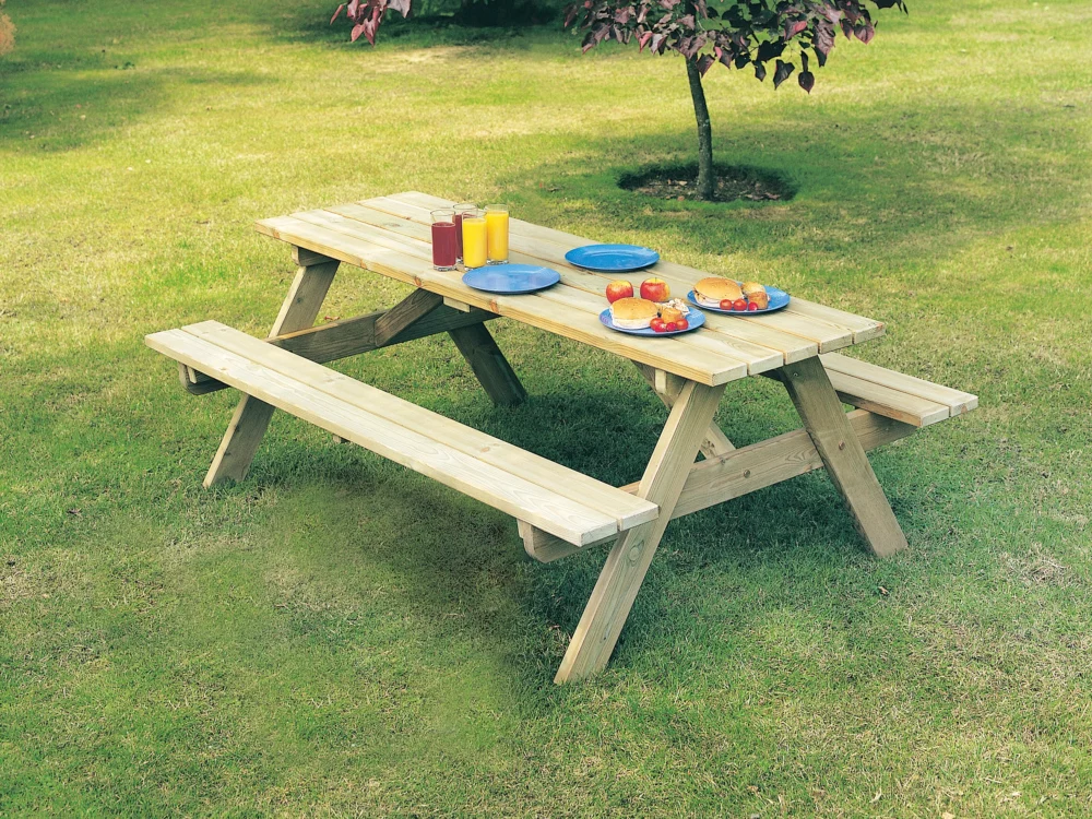 Alexander Rose 6ft Malu Pine Picnic Table High Quality Pine Garden Furniture