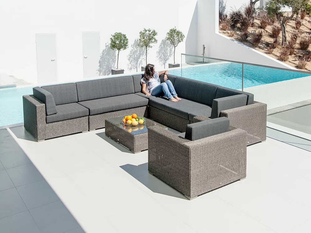 Alexander Rose Monte Carlo Lounge Set Commercial Installation Luxury Rattan Garden Furniture