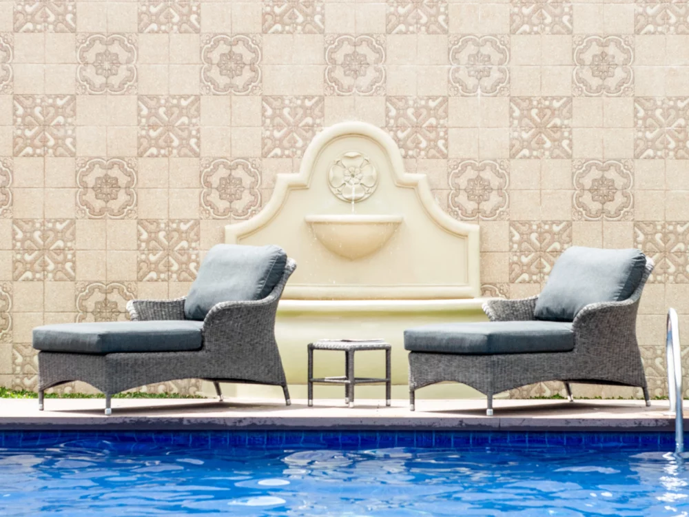 Alexander Rose Monte Carlo Relax Lounger and Side Table Luxury Rattan Garden Furniture