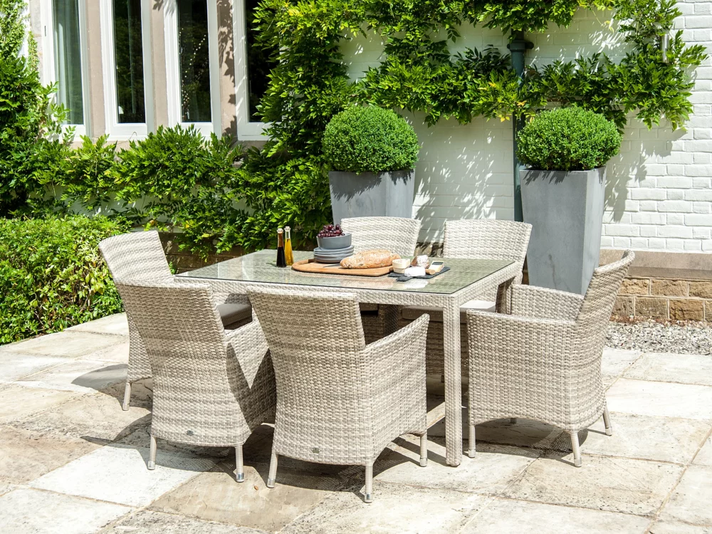 Alexander Rose Ocean Pearl Dinning Set Luxury Rattan Garden Furniture