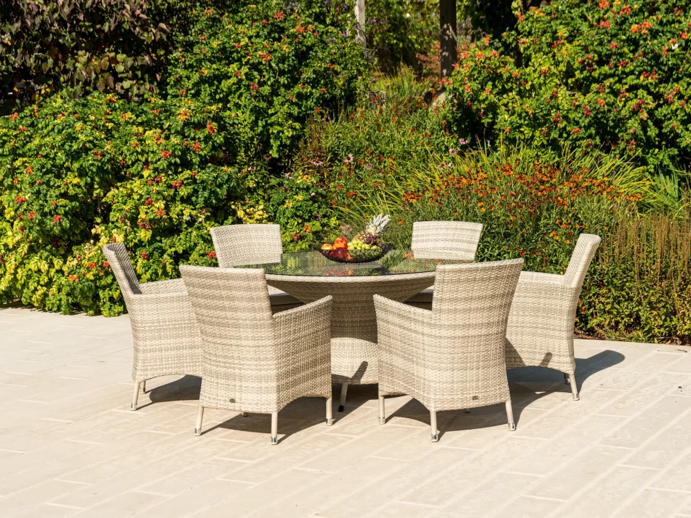 Alexander Rose Ocean Pearl Dining Set with Armchairs Luxury Rattan Garden Furniture