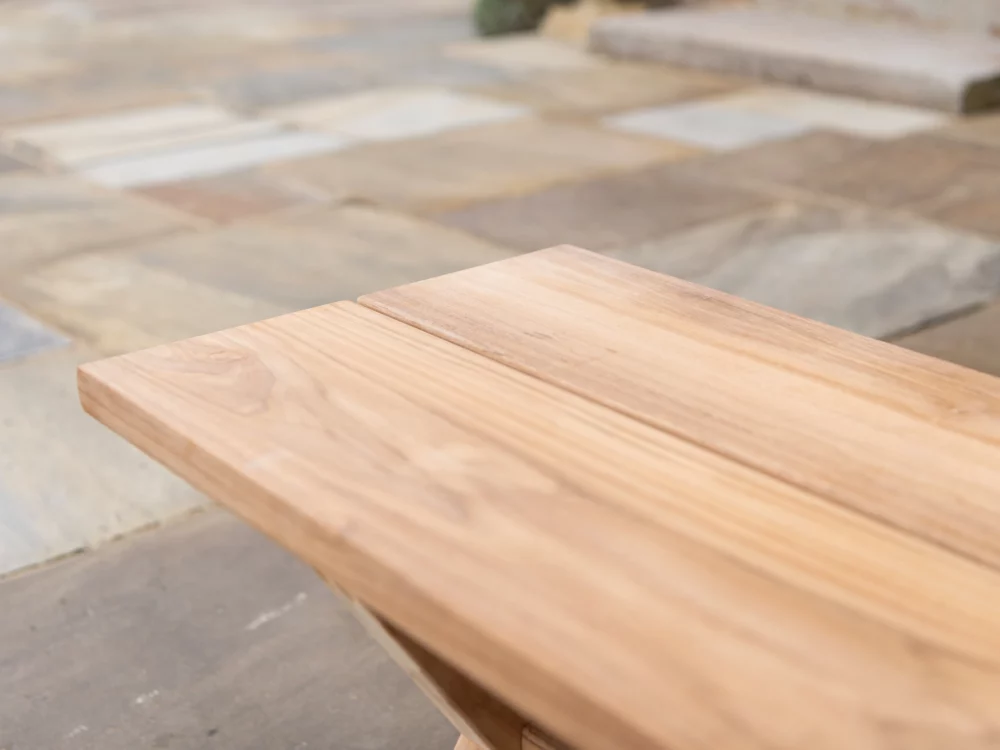 Alexander Rose Plank Teak Table and Plank Bench Luxury Teak Garden Furniture