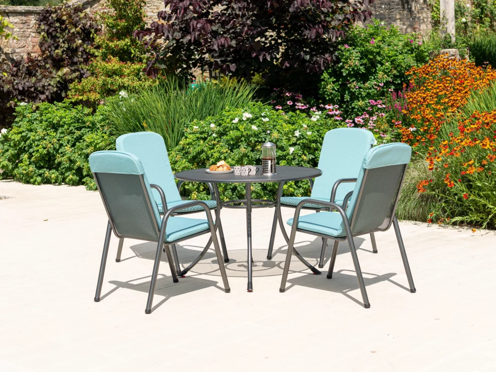 Alexander Rose Portofino Highback Stacking Armchair Dining Set Quality Metal Garden Furniture