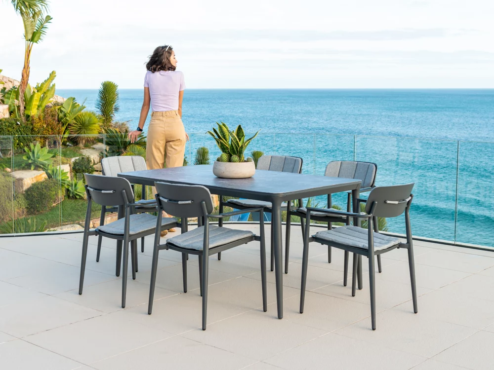 Alexander Rose Rimini Rectangular Table Dining Set Luxury Aluminium Garden Furniture