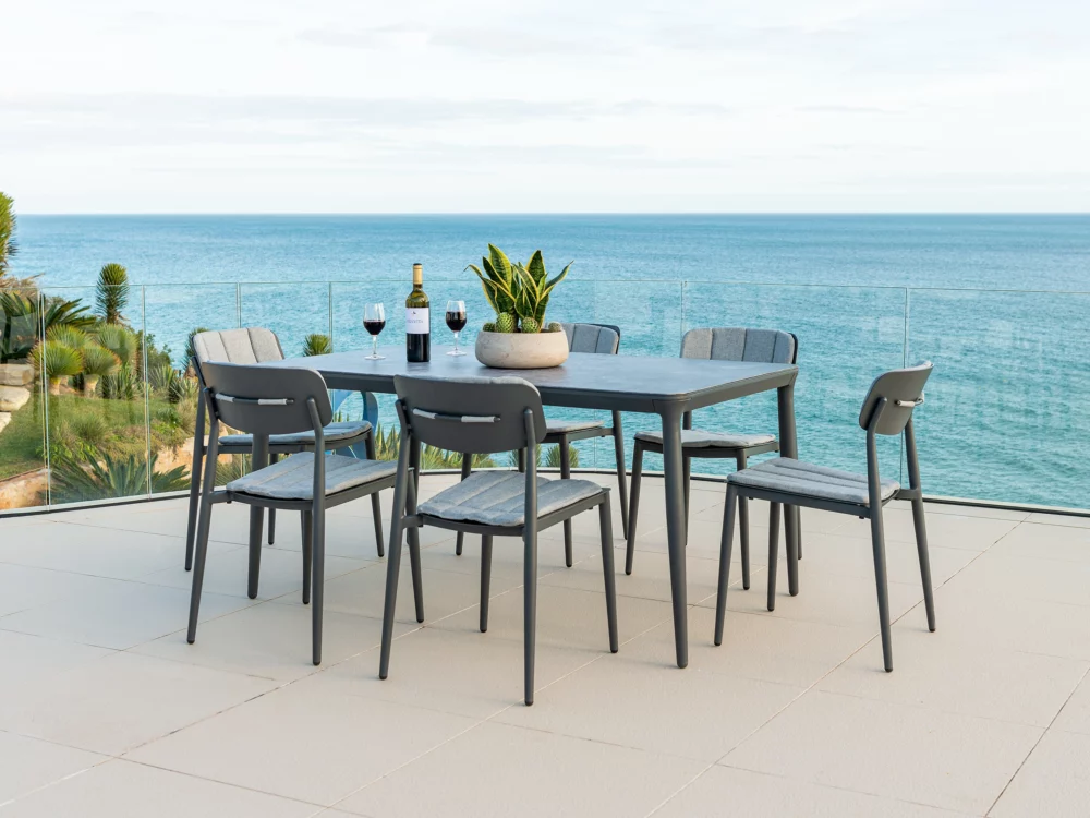 Alexander Rose Rimini Rectangular Table Dining Set Luxury Aluminium Garden Furniture