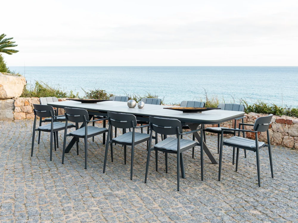 Alexander Rose Rimini Extending Dining Table Set Luxury Aluminium Garden Furniture