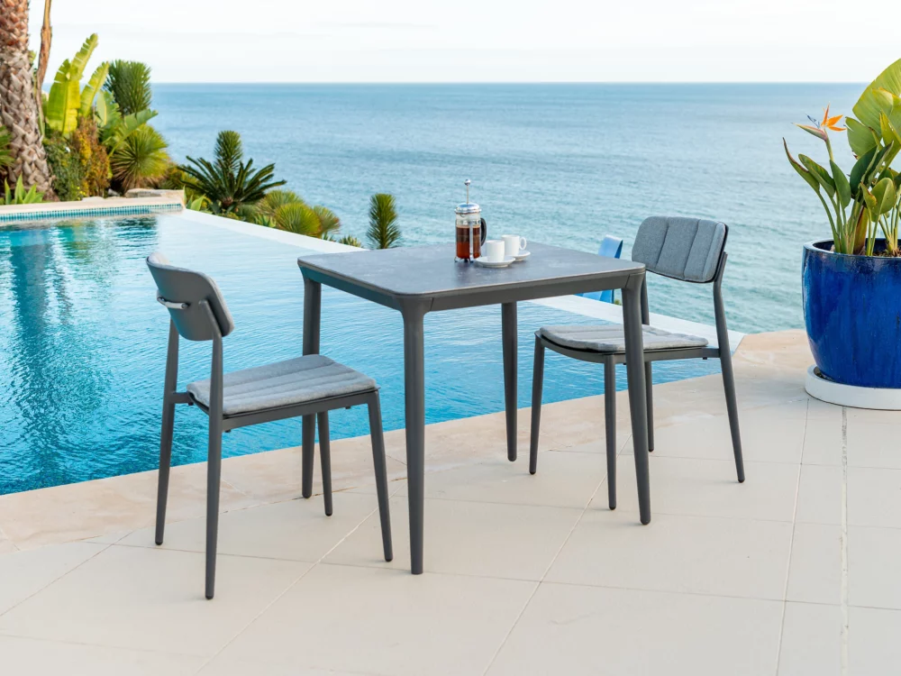 Alexander Rose Rimini Square Table Dining Set Luxury Aluminium Garden Furniture