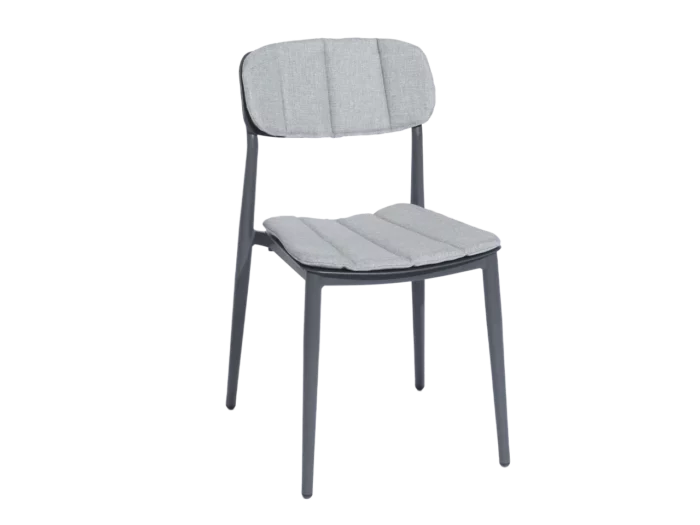 Alexander Rose Rimini Stacking Side Chair with Cushion Grey Aluminium
