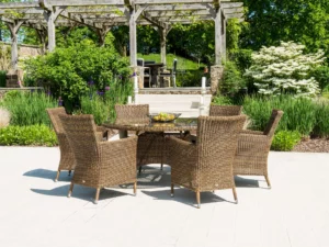Alexander Rose San Marino Dining Set with Square Top Armchairs Luxury Rattan Outdoor Furniture