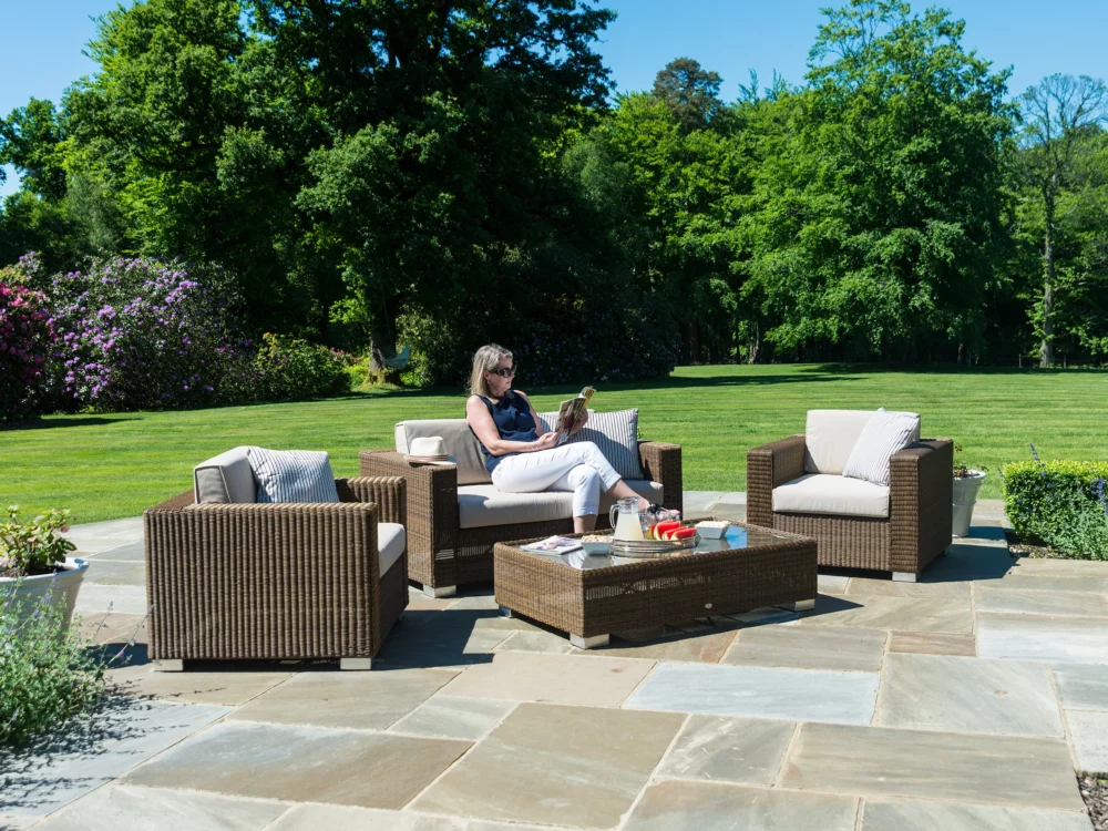Alexander Rose San Marino lounge Sofa Set with Coffee Table Luxury Rattan Outdoor Furniture