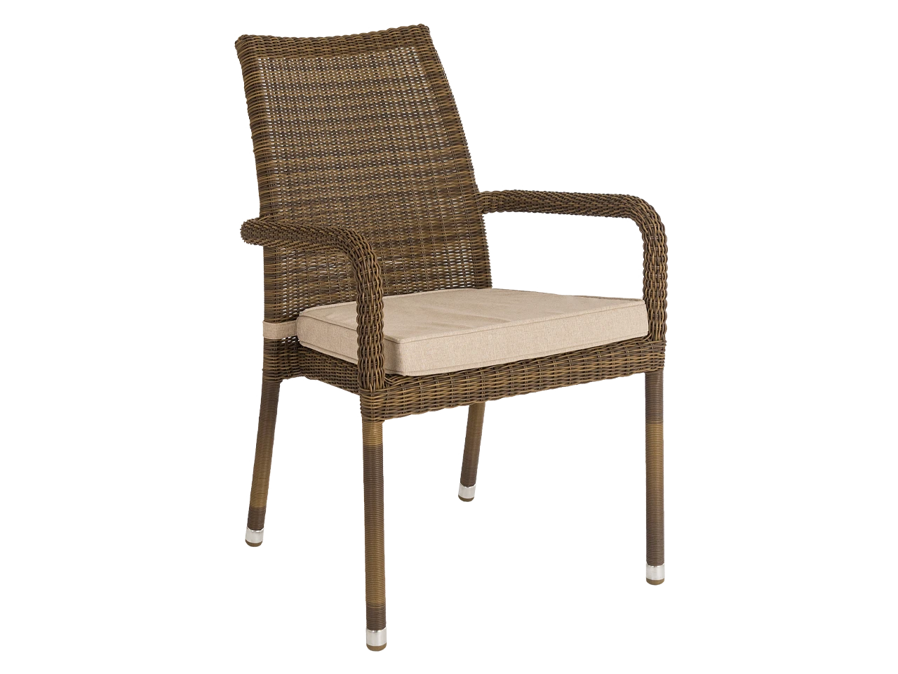 Alexander Rose San Marino Stacking Armchair Chair Brown Rattan Oatmeal Cushion