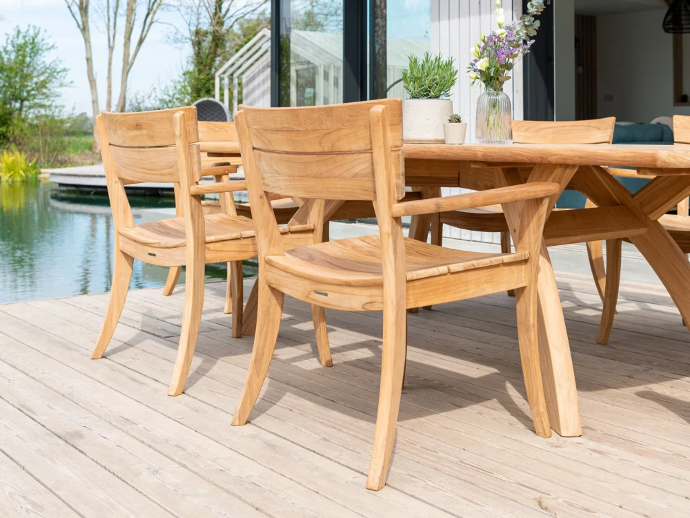 Alexander Rose Sorrento Dining Table and Dining Chairs Luxury Teak Garden Furniture