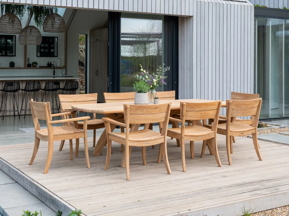 Alexander Rose Sorrento Dining Table and Dining Chairs Luxury Teak Garden Furniture