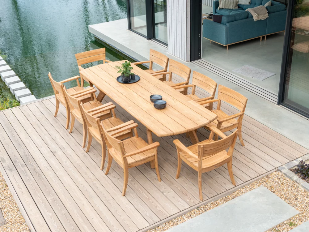 Alexander Rose Sorrento Dining Table and Dining Chairs Luxury Teak Garden Furniture