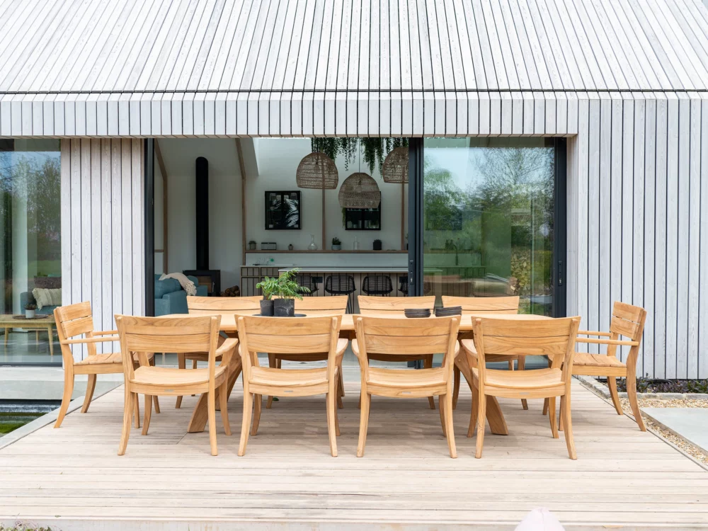 Alexander Rose Sorrento Dining Table and Dining Chairs Luxury Teak Garden Furniture