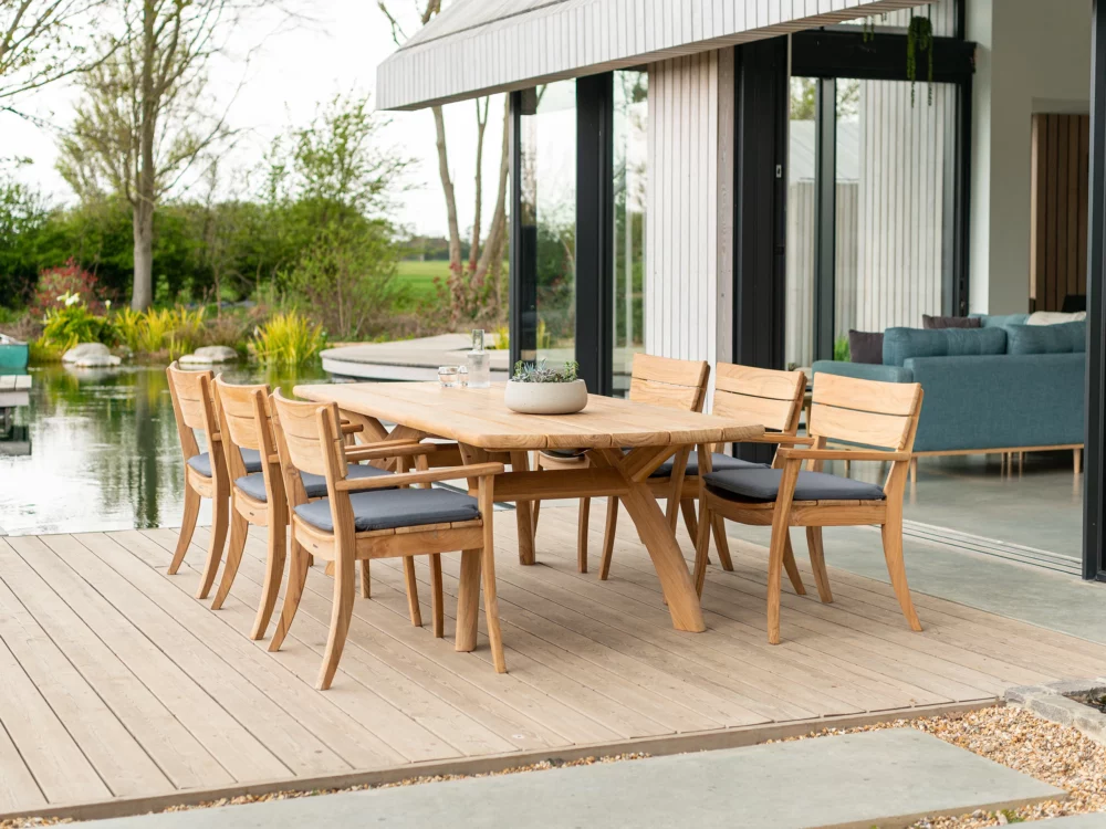 Alexander Rose Sorrento Dining Table and Dining Chairs Luxury Teak Garden Furniture