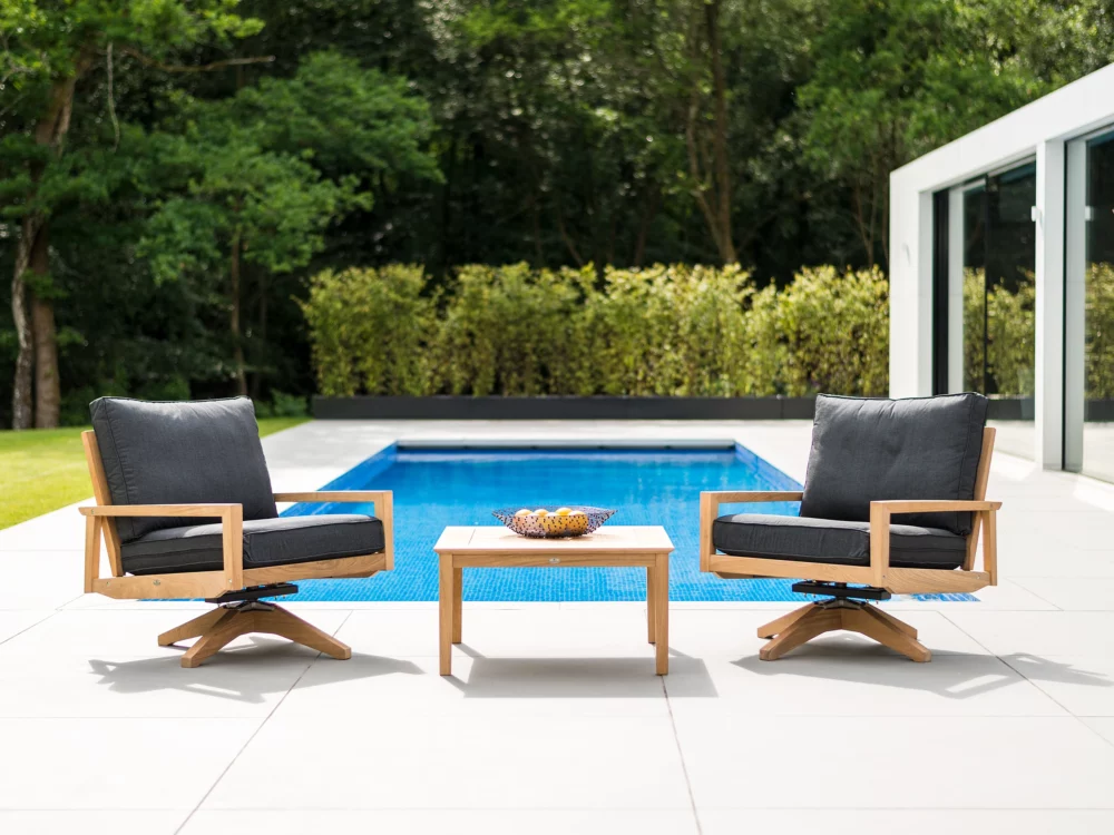 Alexander Rose Tivoli Roble Swivel Lounge Chair and Side Table High-Quality Hardwood Garden Furniture