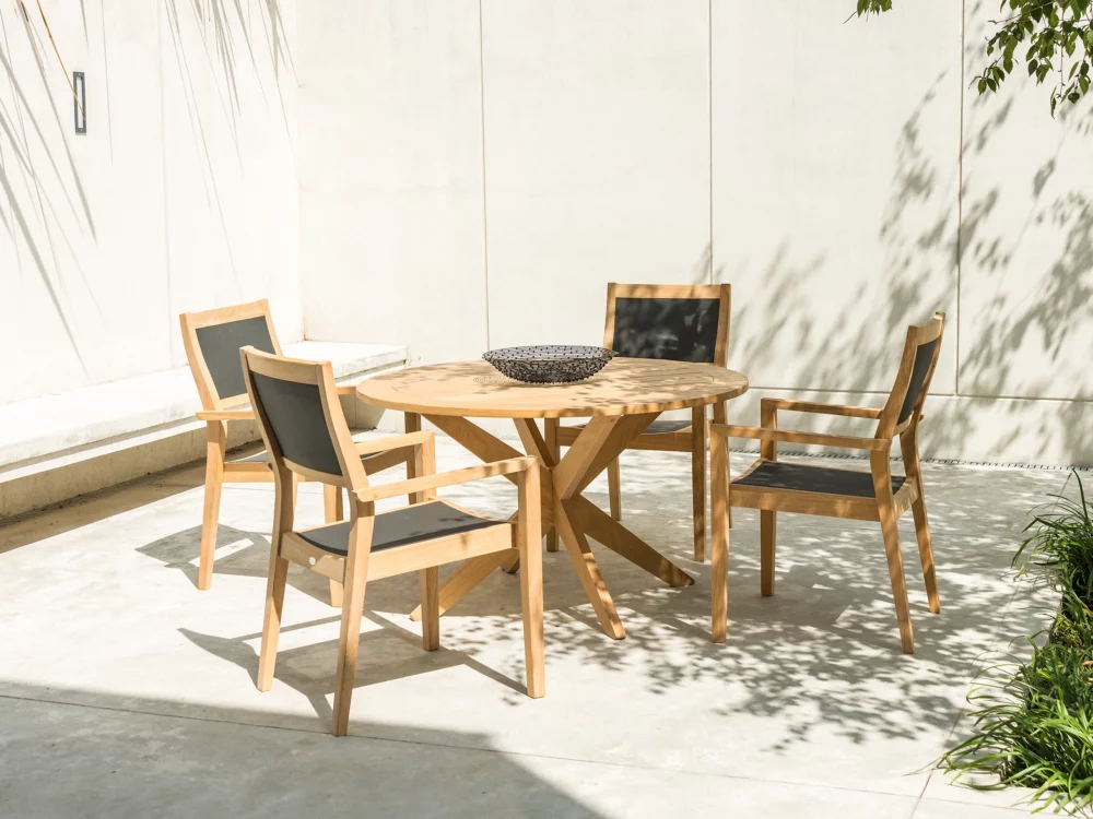 Alexander Rose Tivoli Roble Stacking Armchair and Table High Quality Garden Furniture