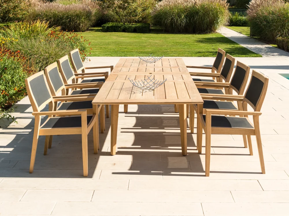 Alexander Rose Tivoli Roble Stacking Armchair and Extending Table High Quality Garden Furniture