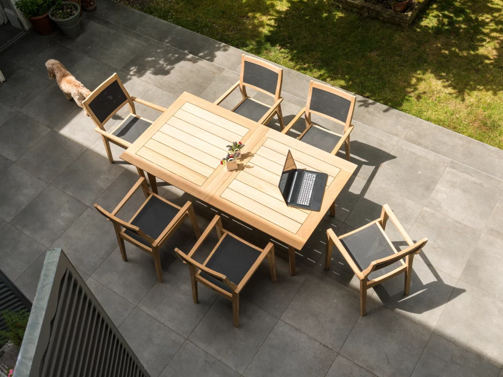 Alexander Rose Tivoli Roble Stacking Armchair and Extending Table High Quality Garden Furniture