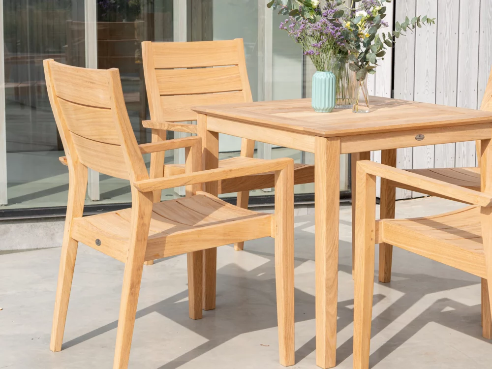 Alexander Rose Tivoli Roble Stacking Armchair and Square Table High Quality Garden Furniture
