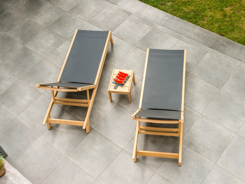 Alexander Rose Tivoli Roble Sling Sunbed and Side Table High Quality Garden Furniture